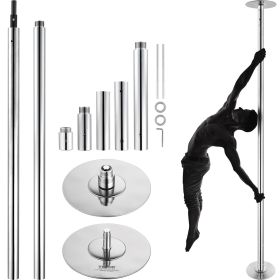 VEVOR Professional Dancing Pole, Spinning Static Dancing Pole Kit, Portable Removable Pole, 45mm Heavy-Duty Stainless Steel Pole (Steel Pipe Color: Silver, Length Range: 86-104 inches)